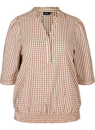 Checked cotton blouse, Coloured Check, Packshot image number 0