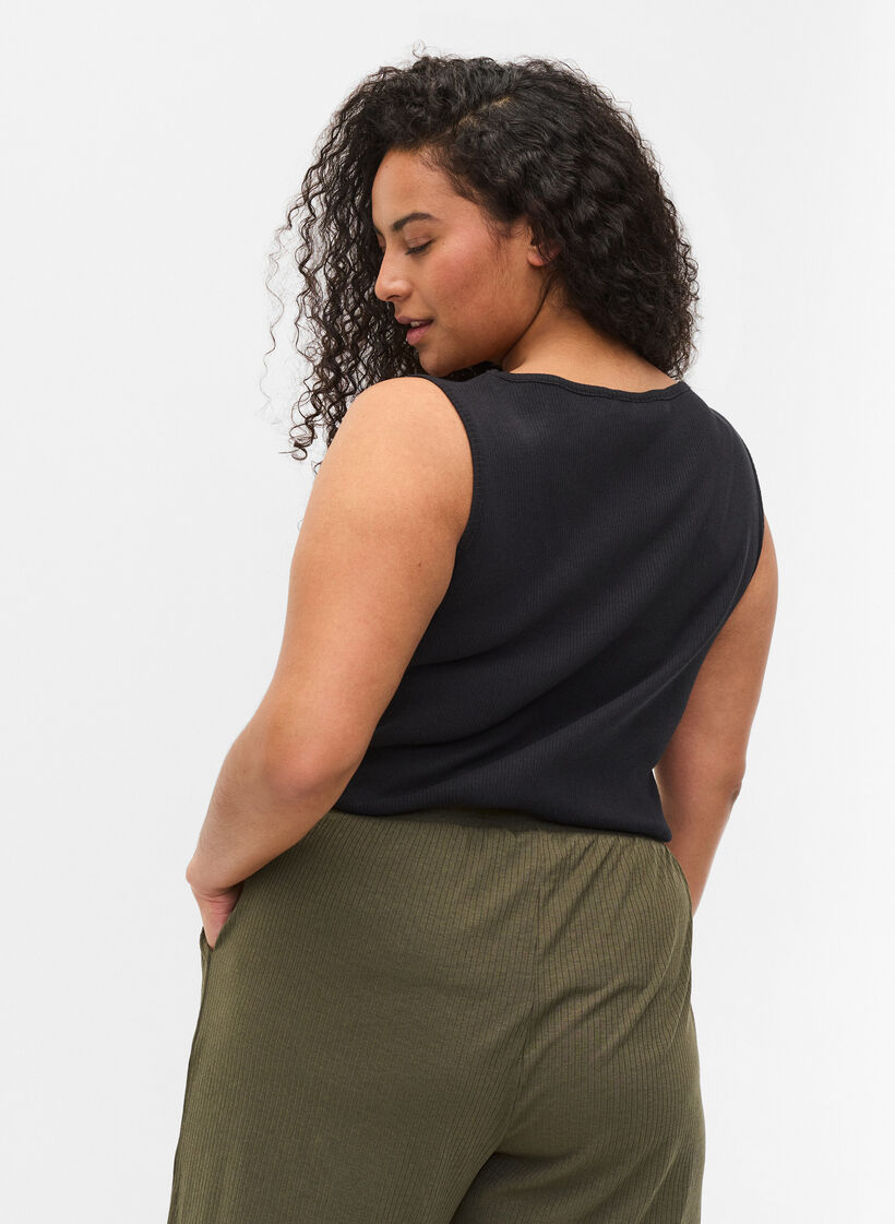 2-pack basic tank top with rib, Black/Navy Blazer, Model image number 1