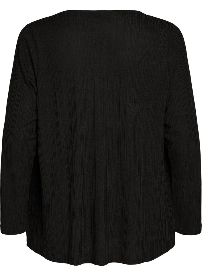 Open cardigan in textured jersey, Black, Packshot image number 1