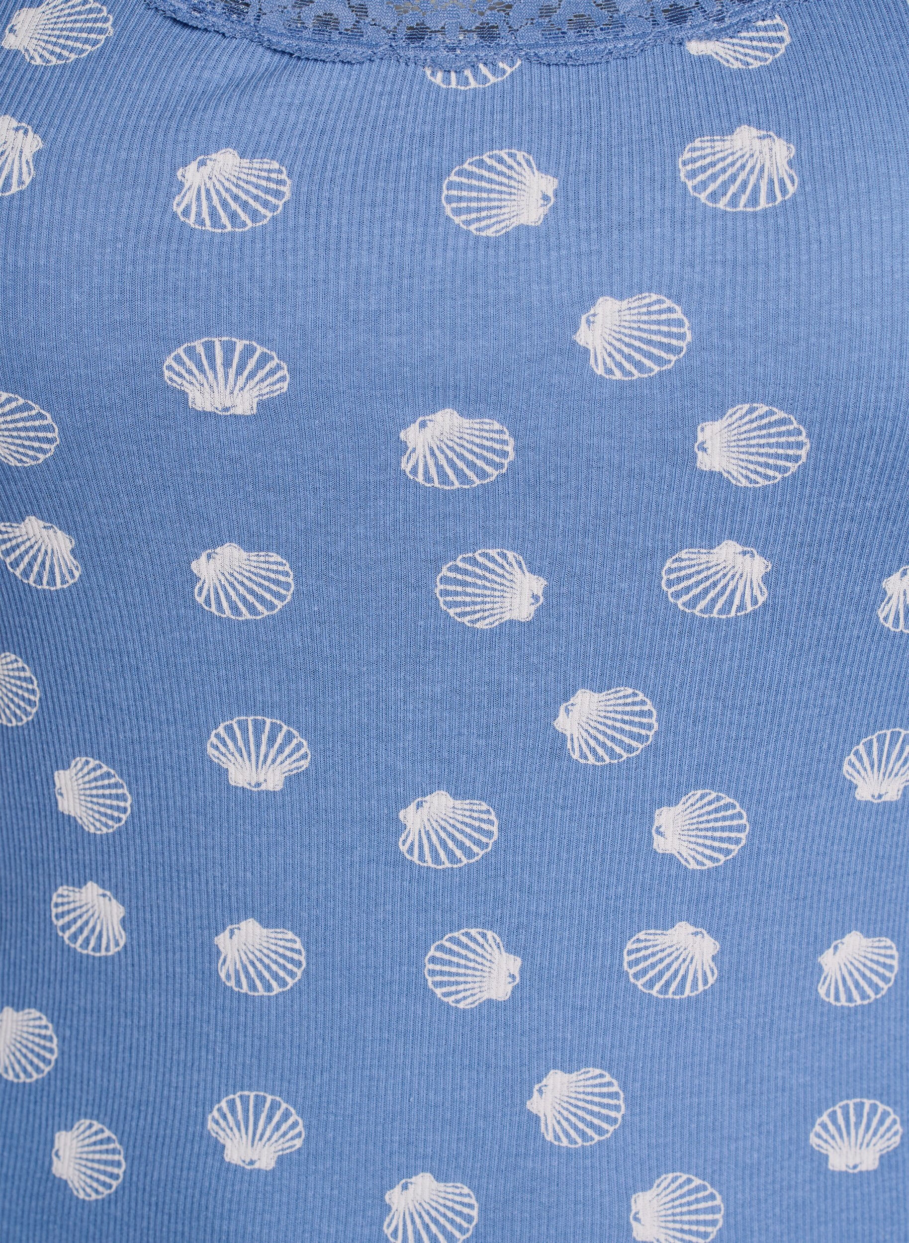 Zizzifashion Top with print and lace edge, Blue, Packshot image number 2