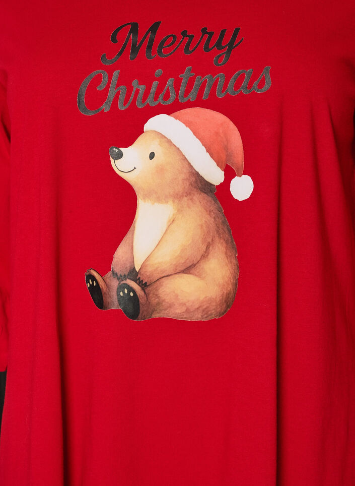Nightdress in organic cotton with Christmas motif, Red, Packshot image number 2