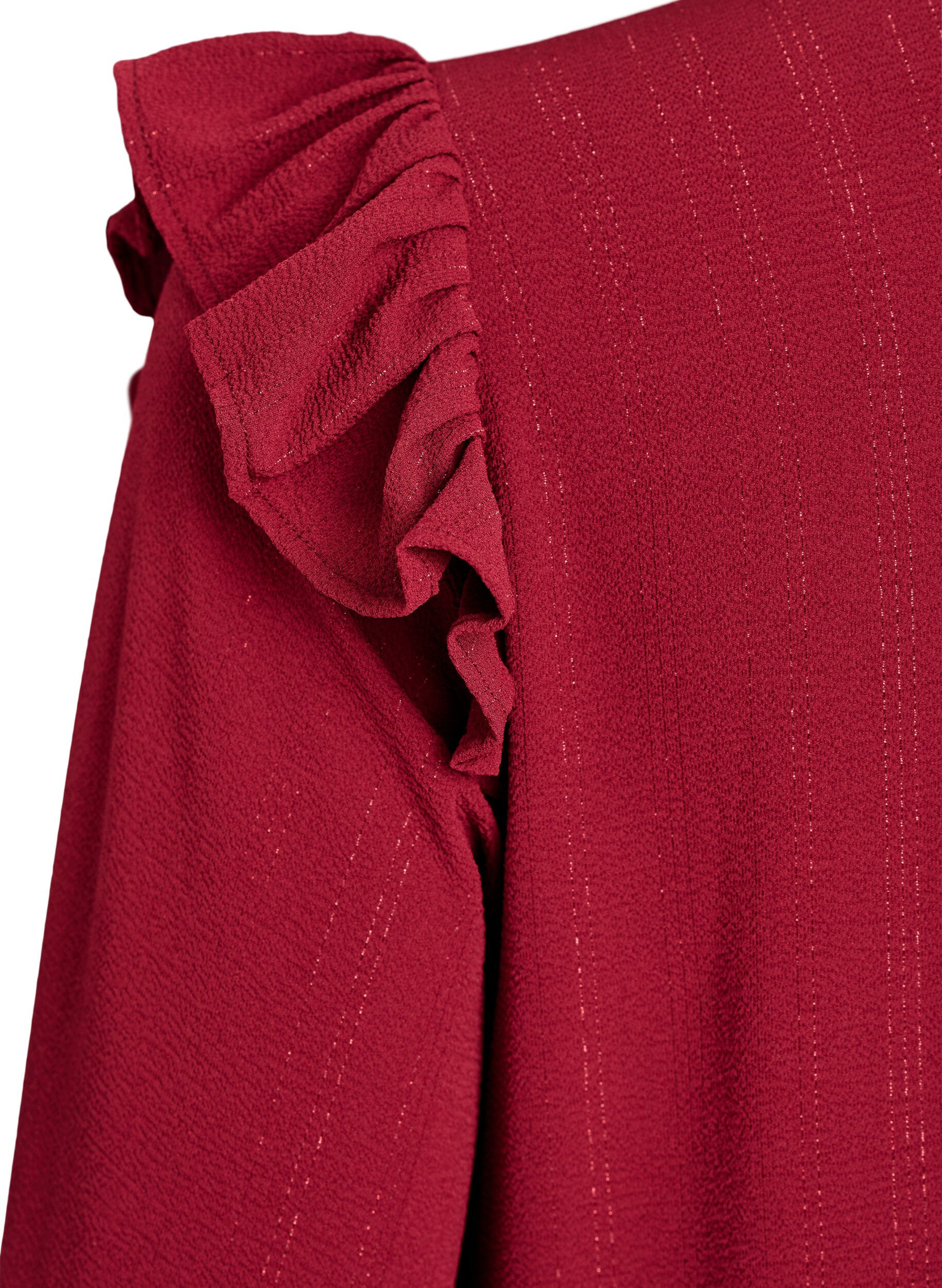 Zizzifashion Short dress with ruffles and glitter, Dark Bordeaux, Packshot image number 3