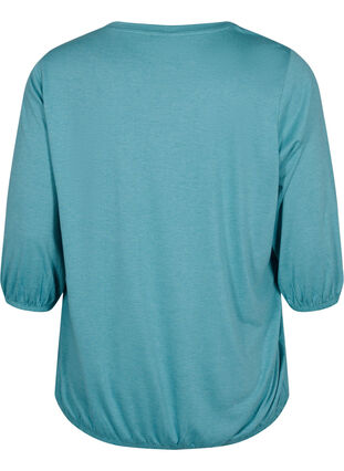 Plain blouse with 3/4 sleeves, Brittany Blue Mel., Packshot image number 1