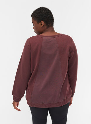 Sweatshirt with rounded neck and smock, Decadent Chocolate, Model image number 1