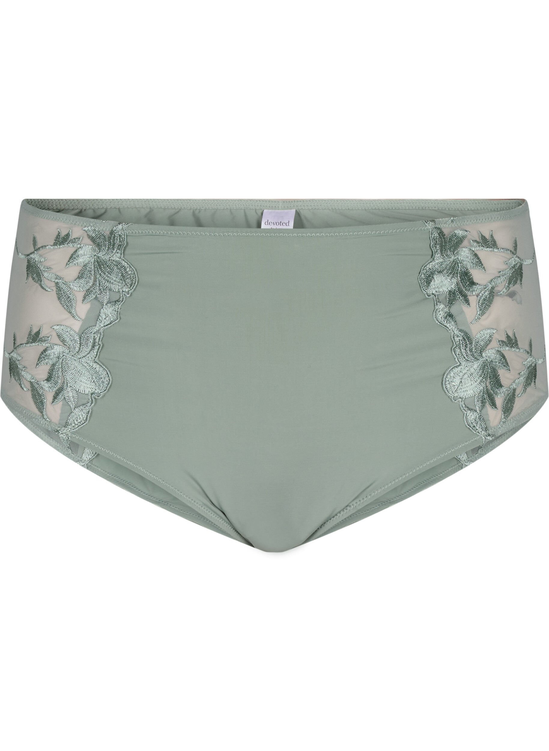 Zizzifashion Hipster briefs with embroidery and regular waist, Iceberg Green, Packshot image number 0