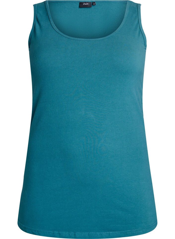 Solid color basic top in cotton, Green, Packshot image number 0