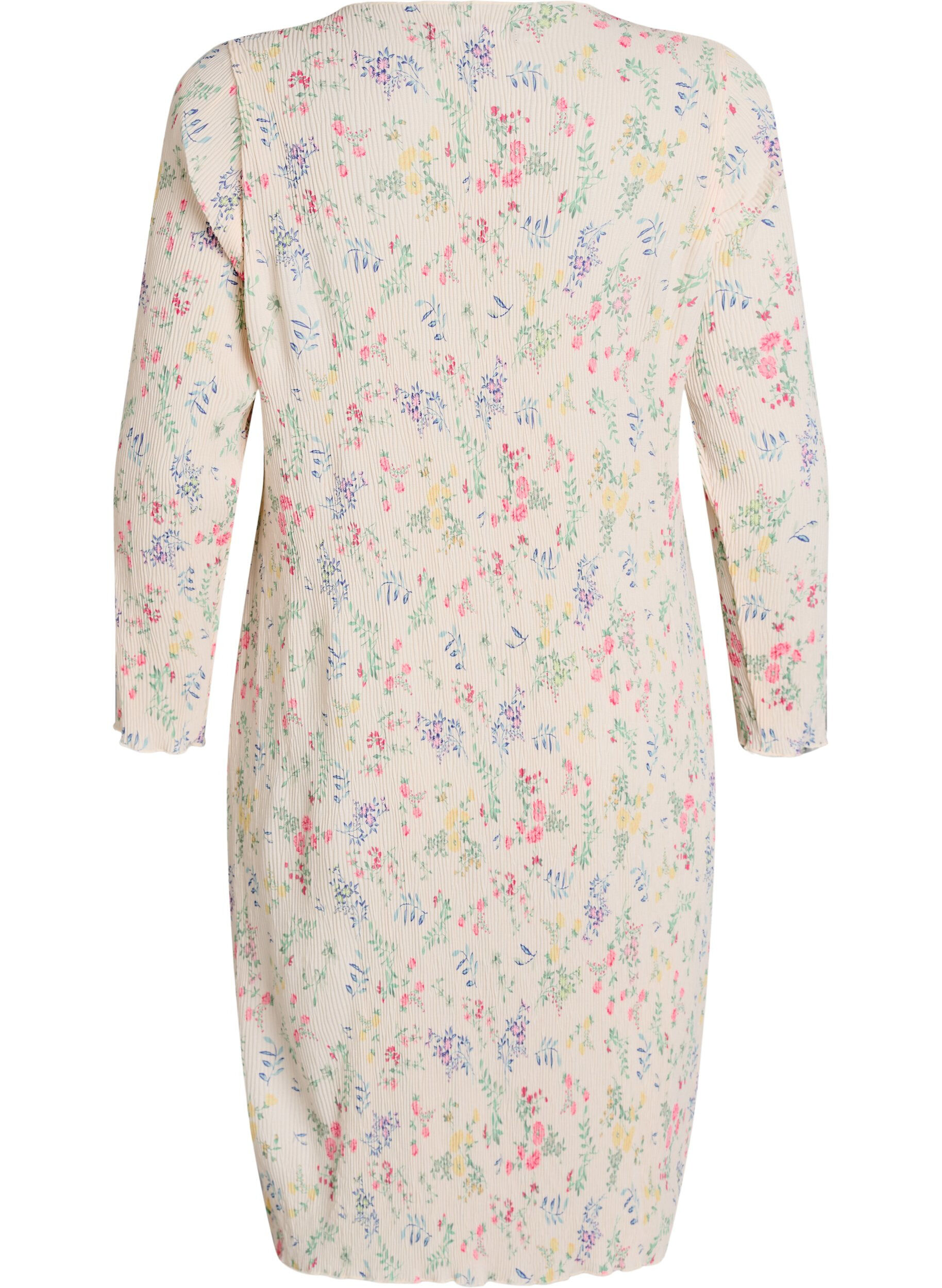 Zizzifashion Dress with floral print and wavy texture, Beige, Packshot image number 1