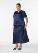 Satin skirt with a tonal floral pattern, Blue, Model image number 0