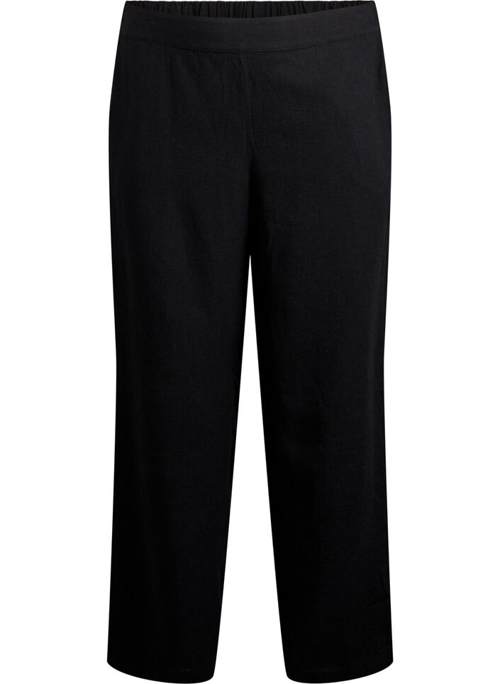 Loose trousers in linen and viscose, Black, Packshot image number 0