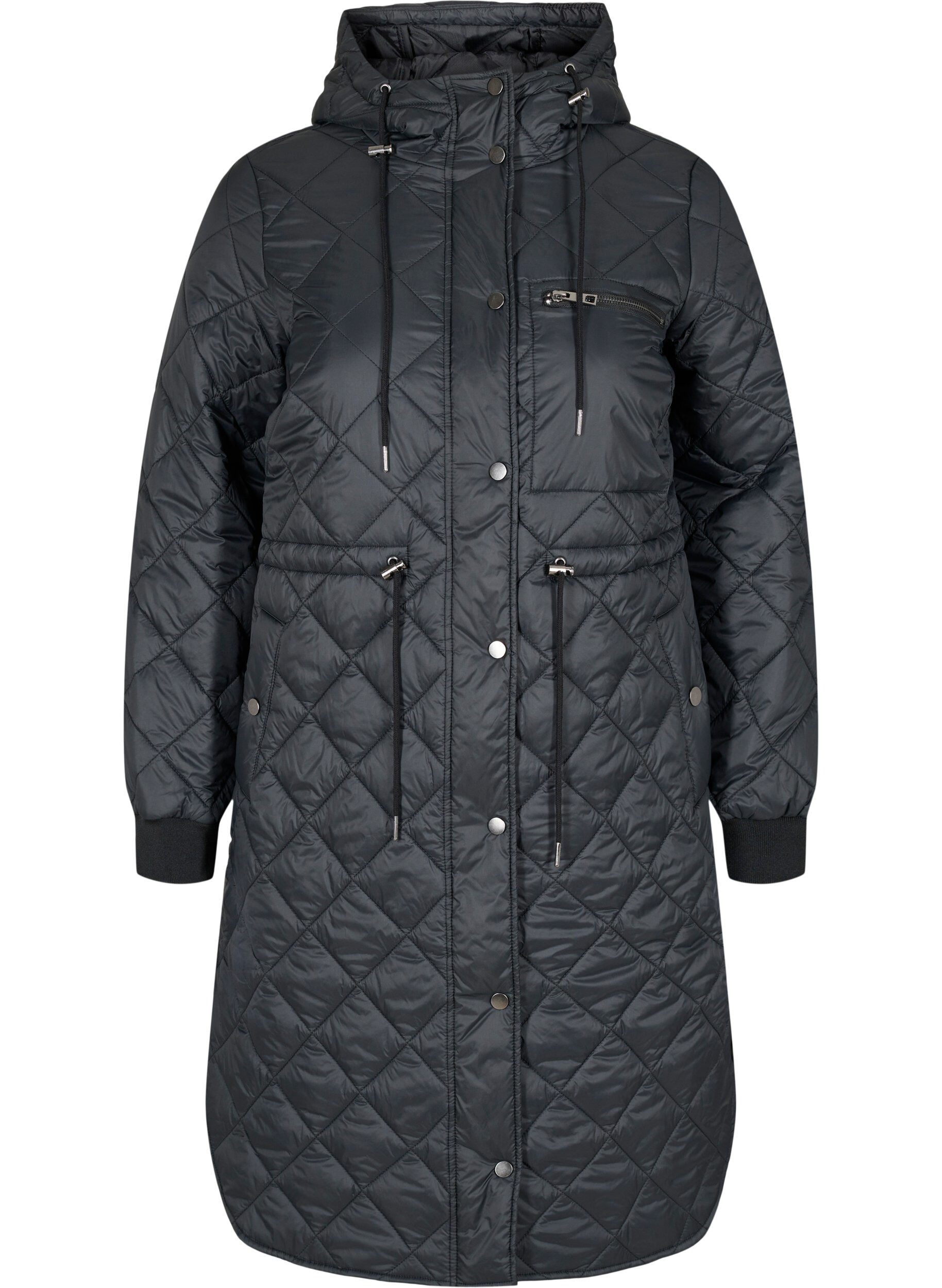 Zizzifashion Quilted lightweight jacket with hood, Black, Packshot image number 0
