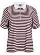 Striped polo shirt with short sleeves and zip, Brown, Packshot image number 0