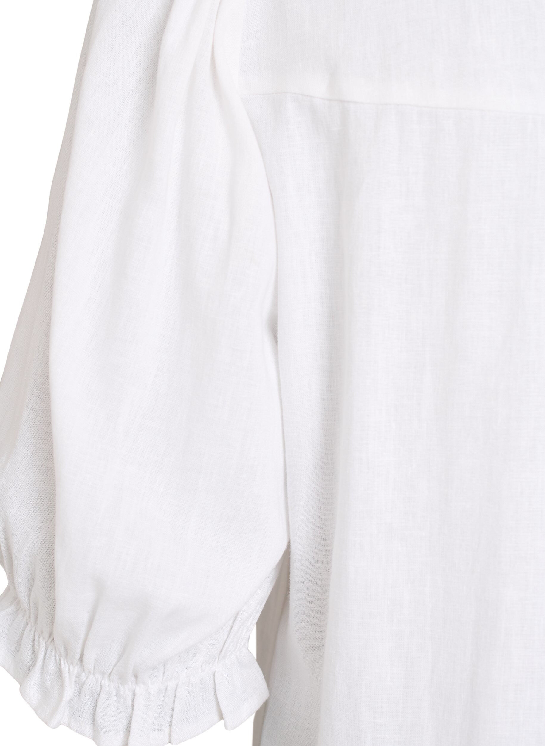 Zizzifashion Blouse in linen and viscose with 1/2 sleeves, White, Packshot image number 3