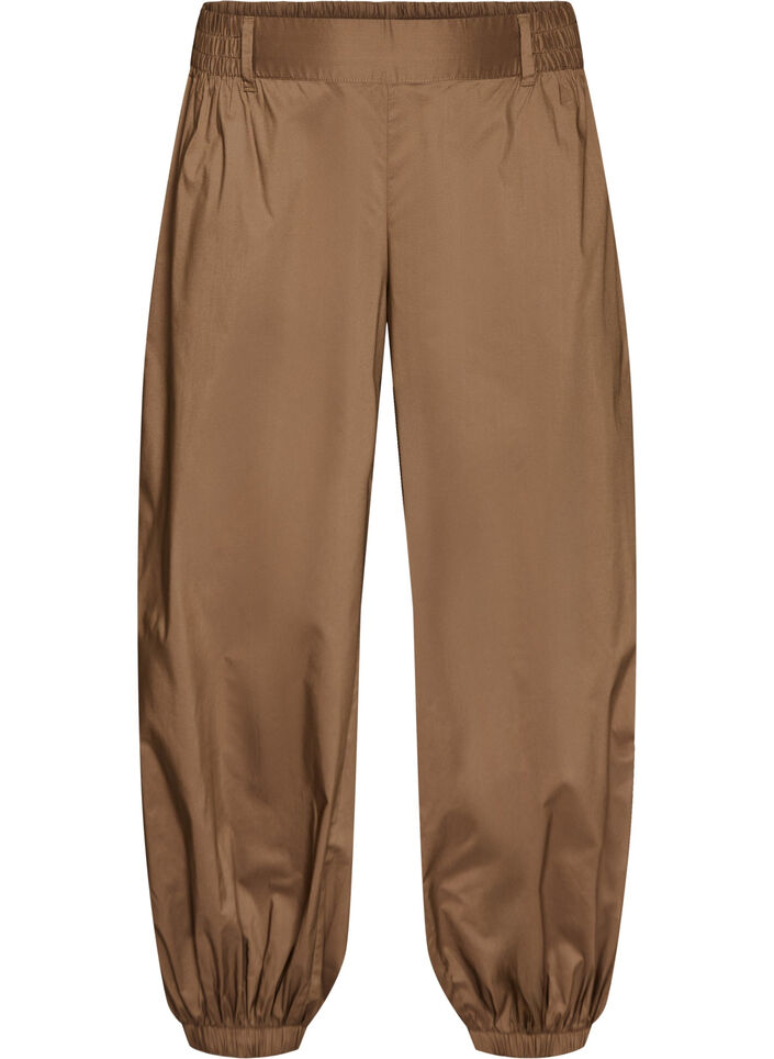 High-waisted balloon trousers with an elasticated waistband, Brown, Packshot image number 0