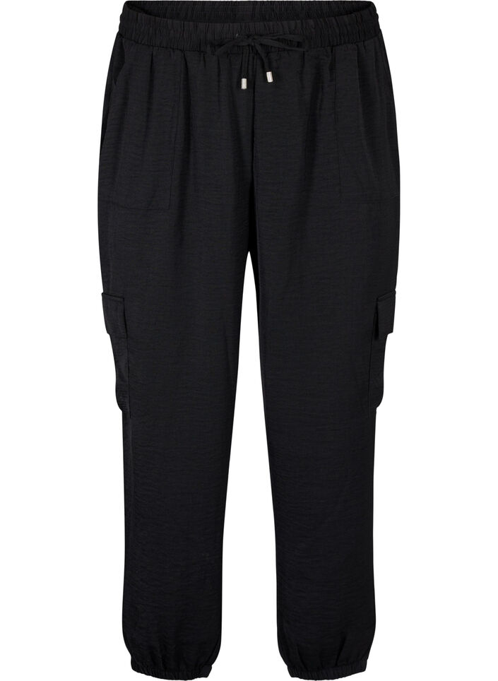 Trousers with cargo pockets, Black, Packshot image number 0