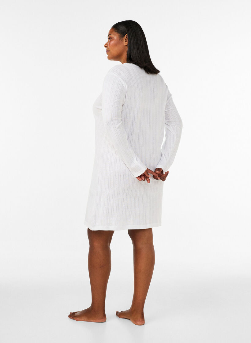 Nightgown in organic cotton with eyelet embroidery, White, Model image number 2