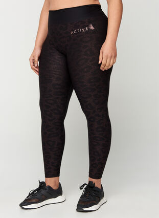 Cropped sparkly sports leggings, Black w copper, Model image number 2