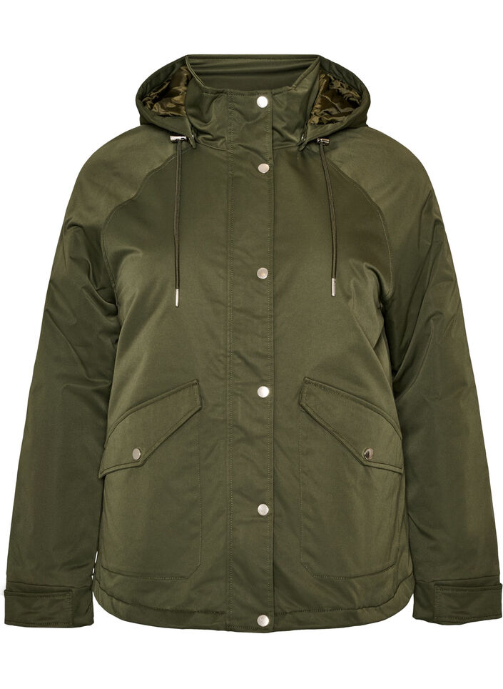 Padded parka with a detachable hood, Green, Packshot image number 0