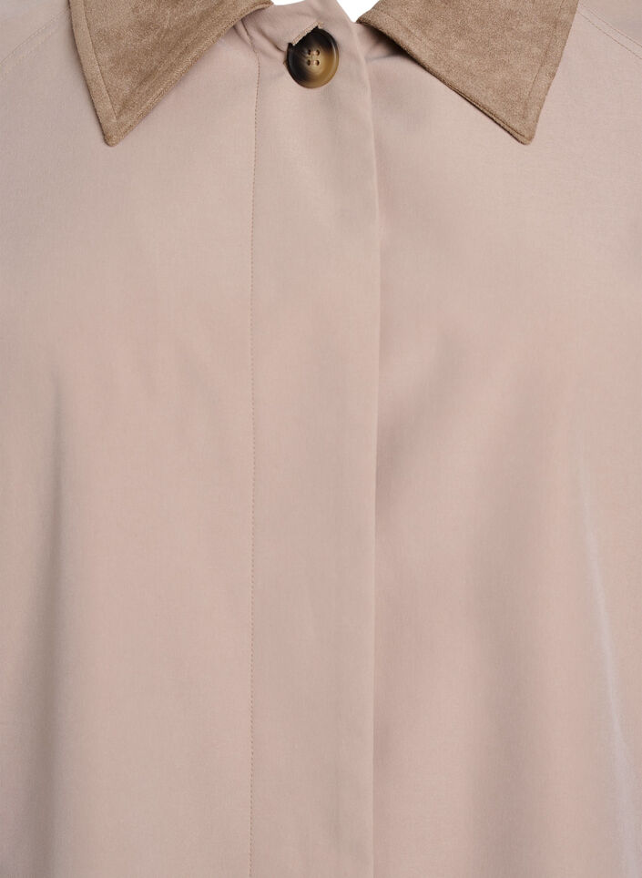 Spring jacket with faux suede collar and concealed button fastening, Beige, Packshot image number 2