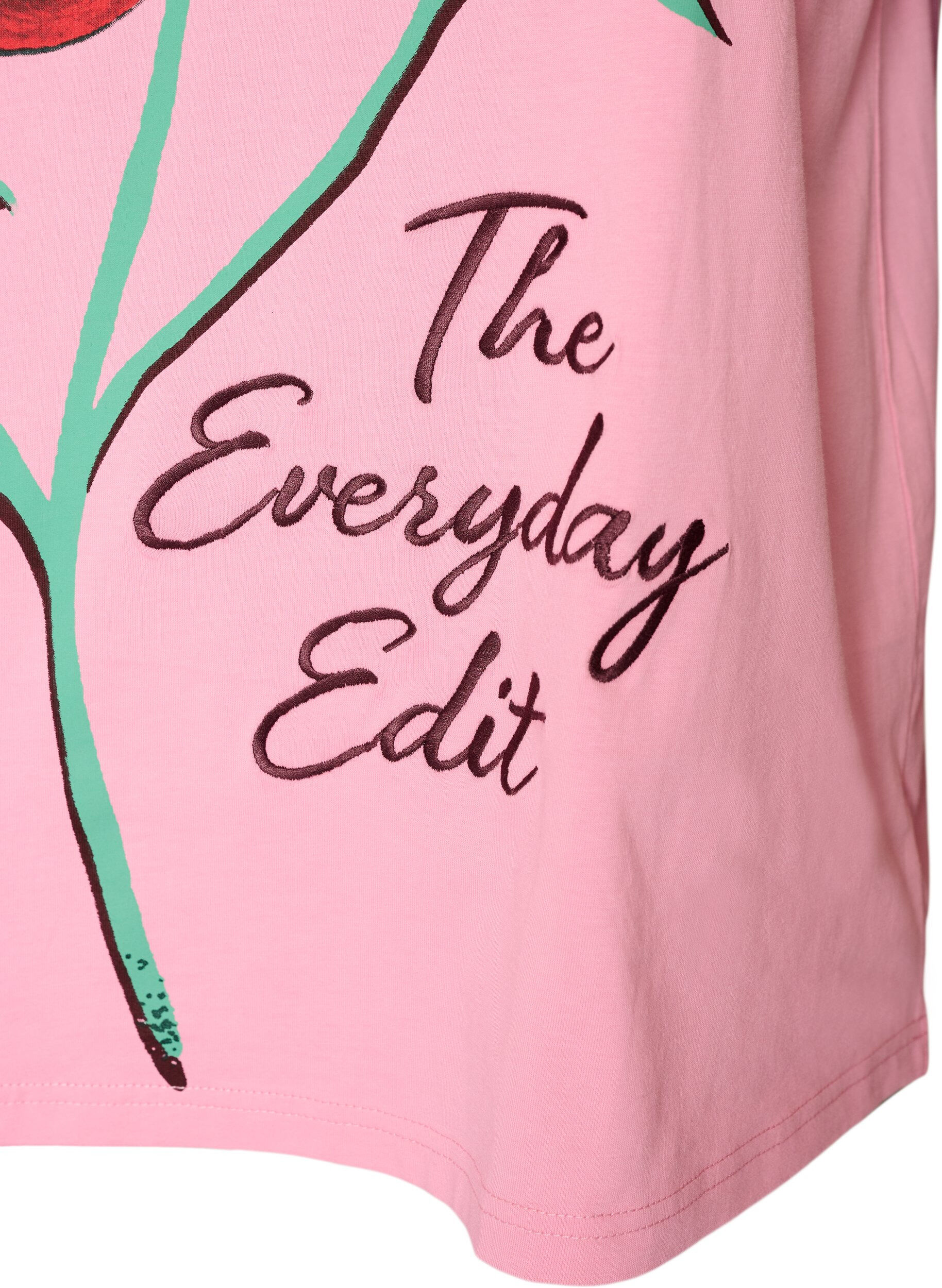 Zizzifashion Cotton T-shirt with front print, Pink, Packshot image number 3