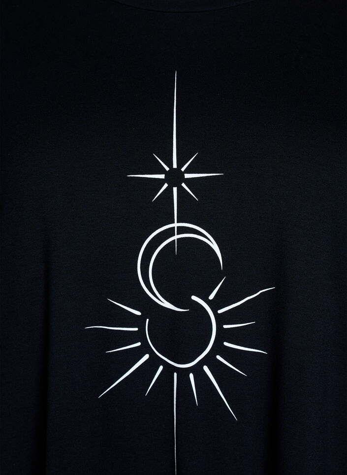 Loose viscose night tee, Black, Packshot image number 2