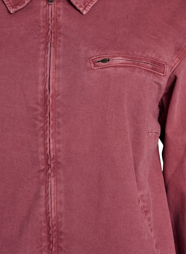 Coloured denim jacket with zip fastening, Red, Packshot image number 2