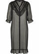 Midi dress in a lightweight, sheer fabric with dots and ruffles, Black, Packshot image number 0