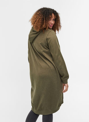 Hoodie sweatshirt dress, Ivy Green Mel, Model image number 1