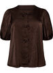 Satin blouse with bows and elbow-length sleeves, Brown, Packshot image number 0