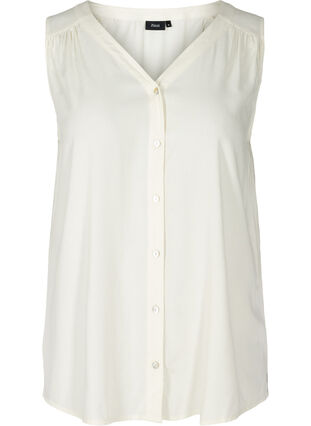 Viscose top with button fastening, Vanilla Ice, Packshot image number 0