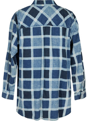 Checked cotton shirt with chest pockets, Blue/Black Check, Packshot image number 1
