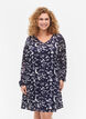 Long-sleeved dress with V-neck and print, Blue Leaf AOP, Model image number 0