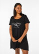 Short-sleeved nightgown in organic cotton, Black, Model image number 0