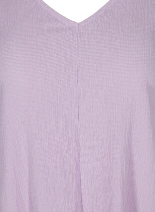 Dress with puff sleeves and V-neck, Purple Rose, Packshot image number 2