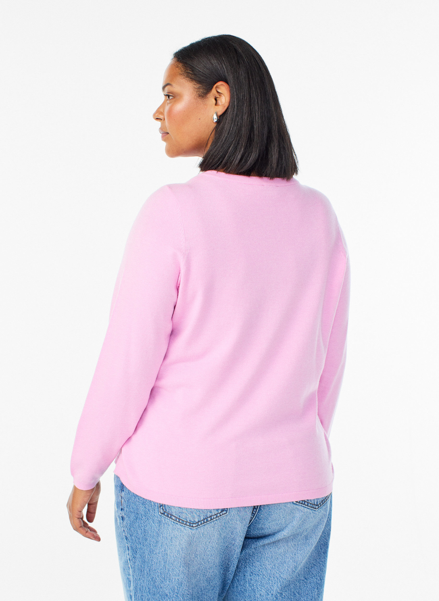 ZizzifashionCardigan with round buttons, Pink, Model image number 2