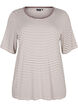 Striped T-shirt in lyocell with round neck, Brown, Packshot image number 0