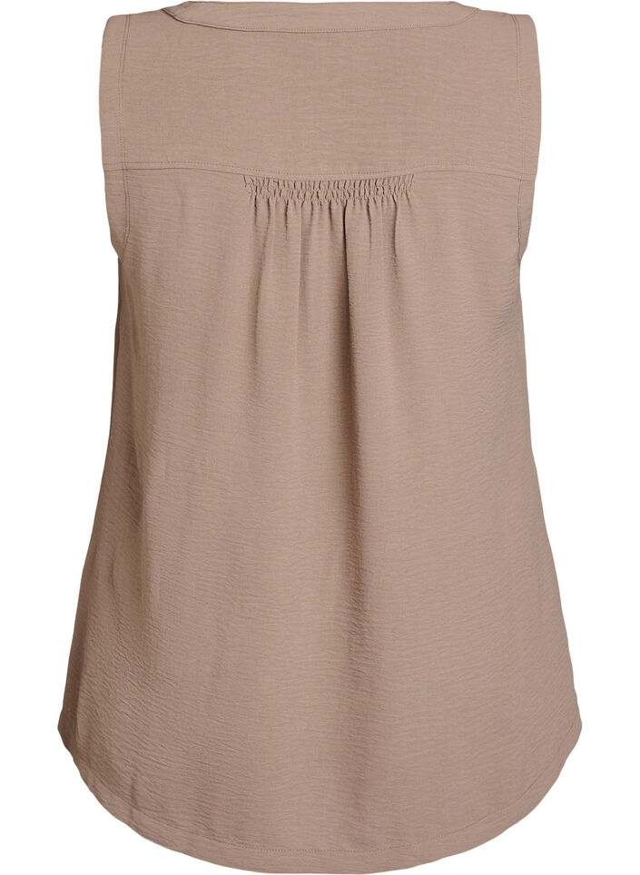 Sleeveless top with wrinkle details, Brown, Packshot image number 1
