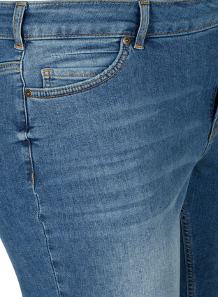 High-waisted denim shorts with raw hems, Dark blue denim, Packshot image number 2