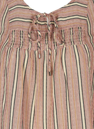 Striped blouse with 3/4 length sleeves and smocking, Rose Smoke stripe, Packshot image number 2