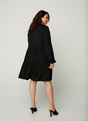 Dress with layers and a bow, Black, Model image number 1