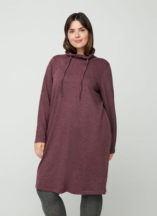 Simple sweat dress with a hood, Fudge Mel., Model image number 0