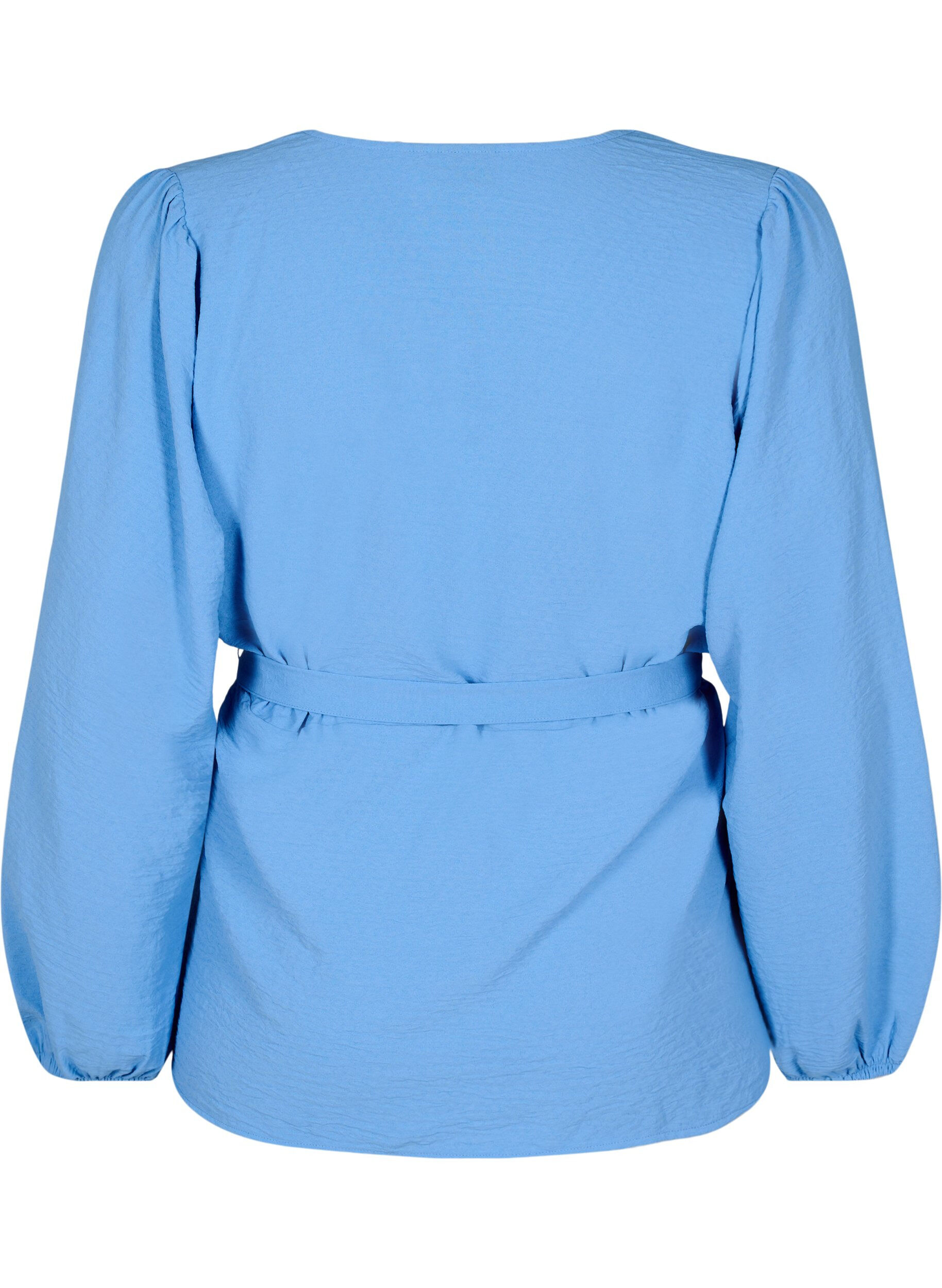 Zizzifashion Long-sleeved wrap blouse with tie fastening, Light Blue, Packshot image number 1
