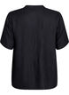 Short-sleeved blouse with diagonal button fastening, Black, Packshot image number 1