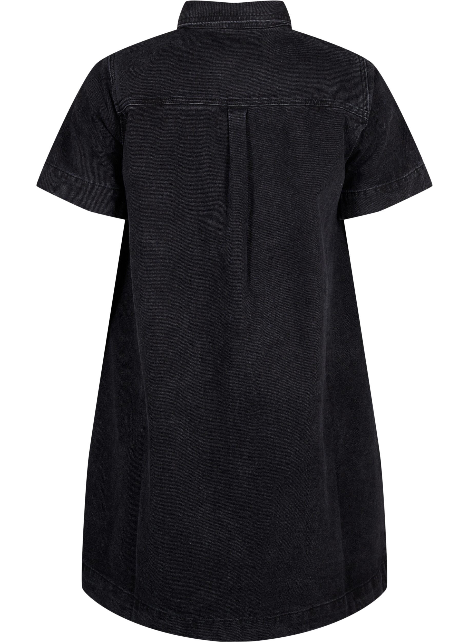 Zizzifashion Long denim shirt with short sleeves, Grey Washed, Packshot image number 1