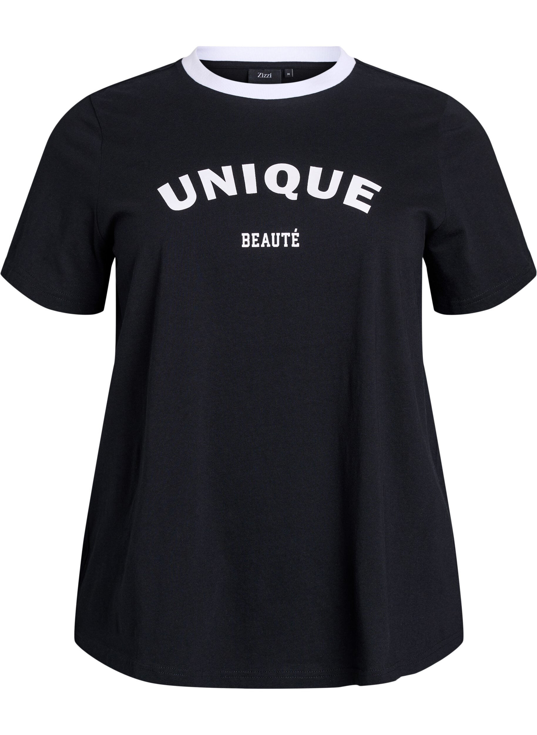 T-shirt with text print and contrast trim