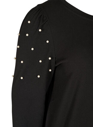 Long sleeve blouse with pearls, Black, Packshot image number 3