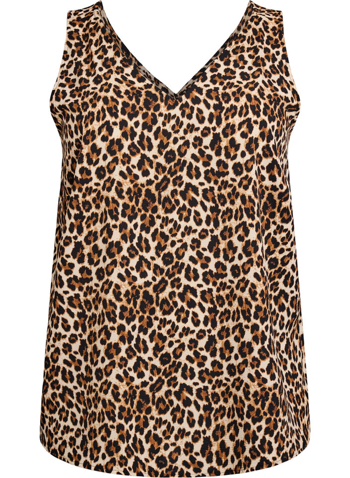 Printed top with v-neck, Green, Packshot image number 0