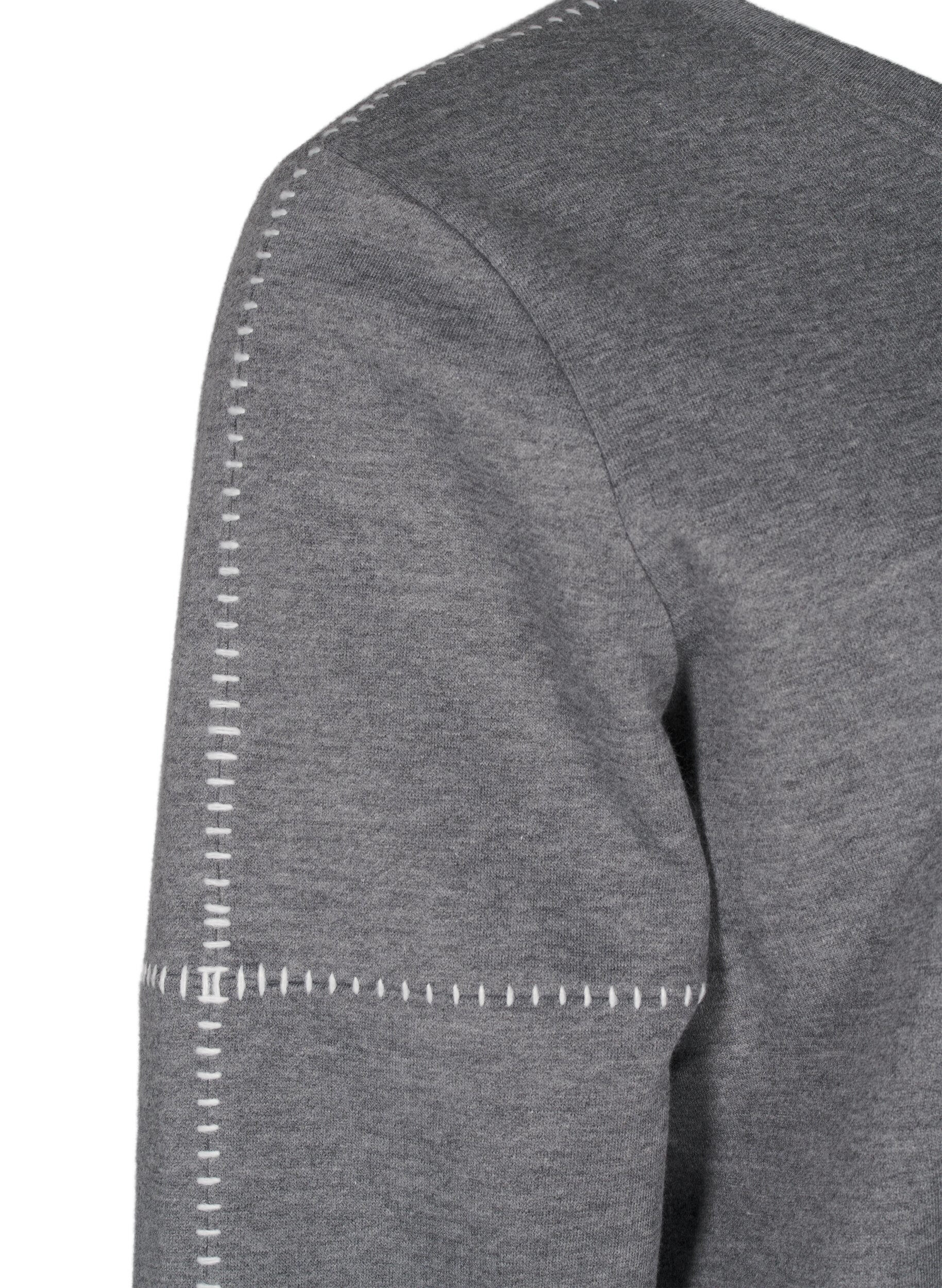 Zizzifashion Sweatshirt with contrast stitching, Medium Grey M&eacute;l, Packshot image number 3
