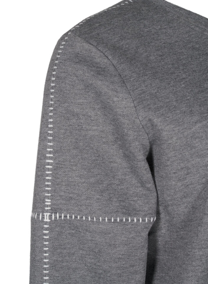Sweatshirt with contrast stitching, Medium Grey Mél, Packshot image number 3