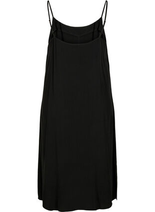 Viscose midi dress with thin straps, Black, Packshot image number 1