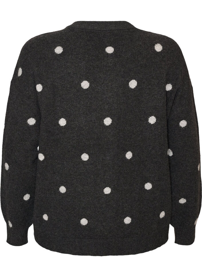 Cardigan with a dotted pattern, Grey, Packshot image number 1